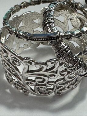 Silver Filigree Cuff Bracelet Set